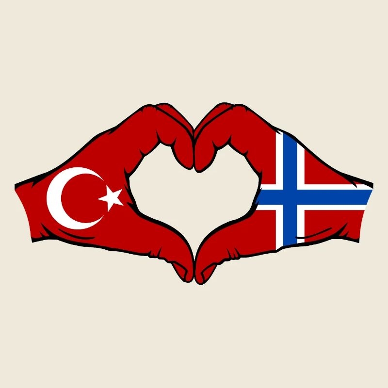 Turkey Norway Flag Hands Heart Shape