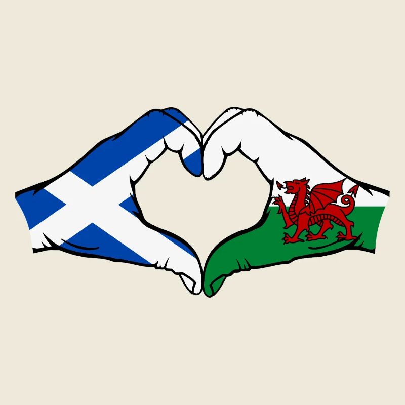 Ecosse Pays de Galles Drapeau Mains Coeur Forme