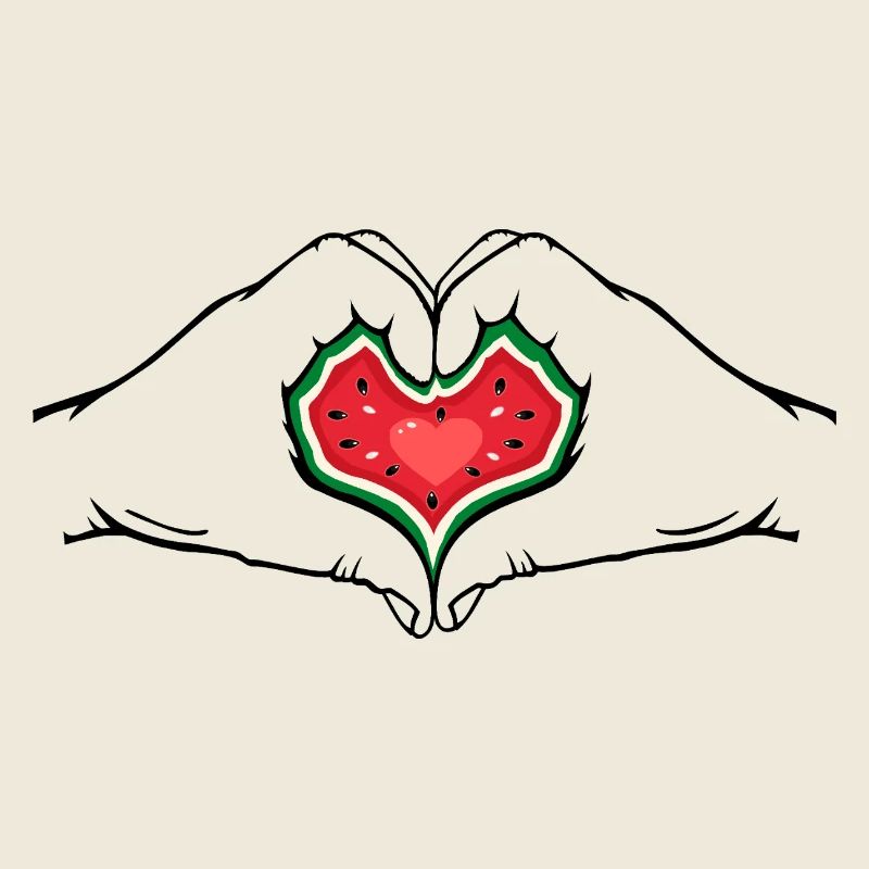 Watermelon Design Hands Heart Shape