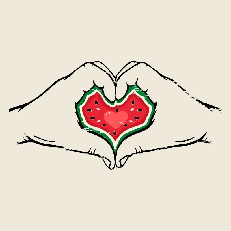 pastèque design mains forme de coeur utilisé