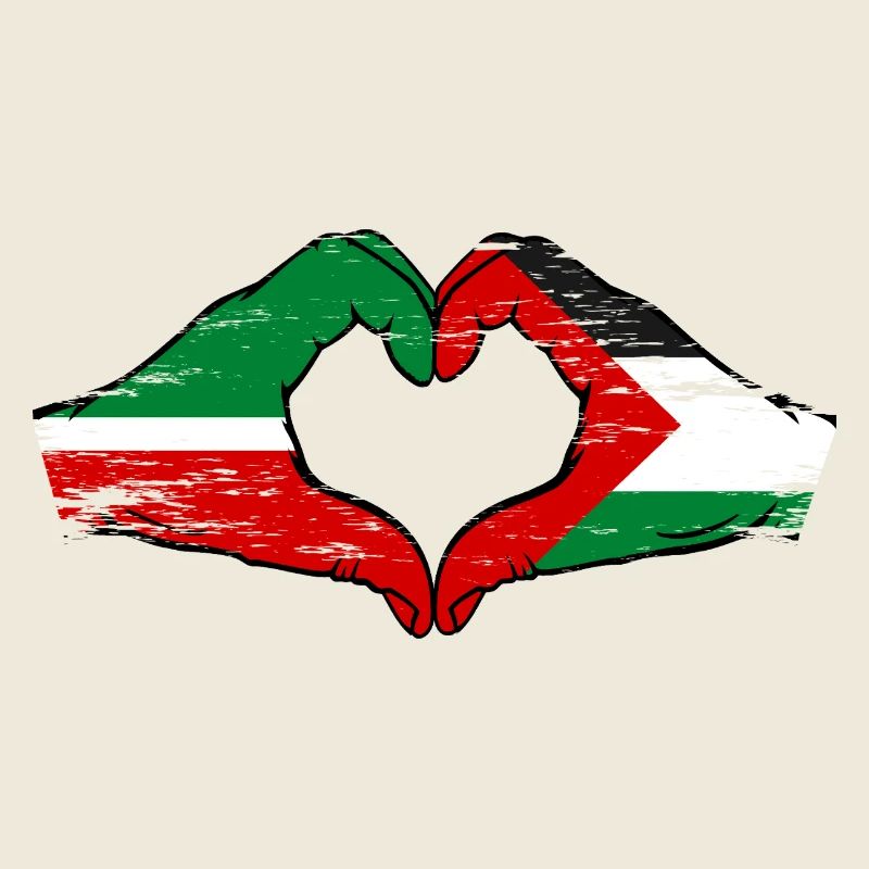 Tatarstan Palestine drapeau mains forme de coeur utilisé