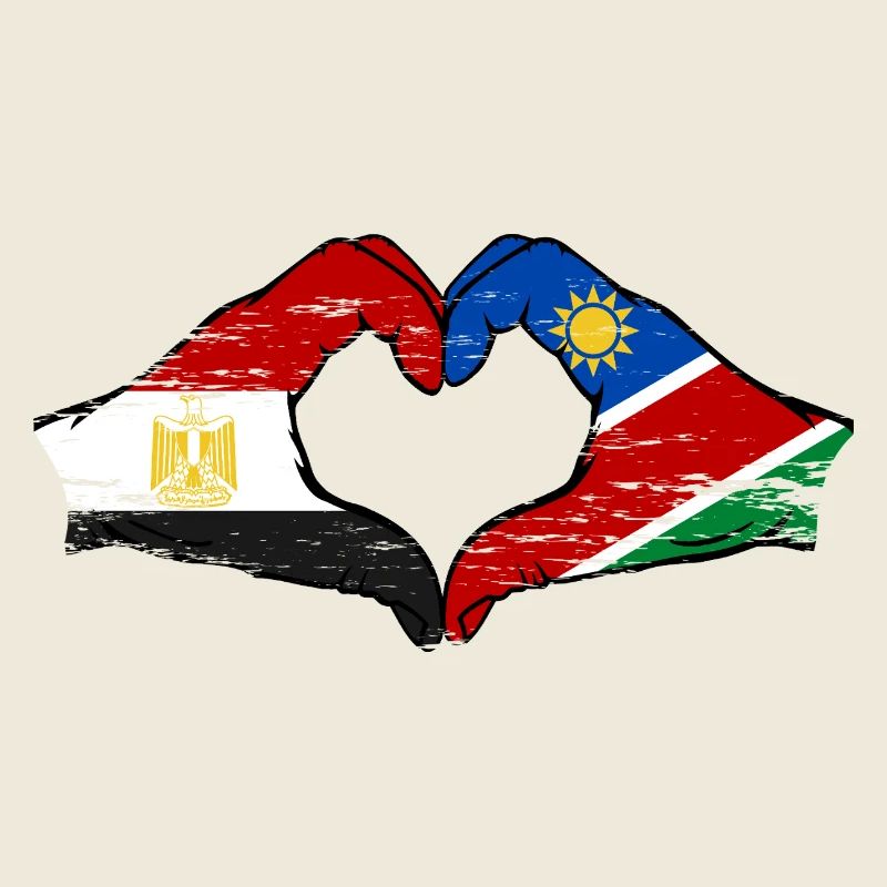Drapeau de l’Égypte Namibie Mains Forme de cœur utilisée