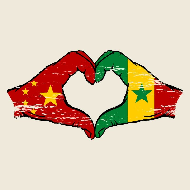 Chine Sénégal drapeau mains forme de coeur utilisé