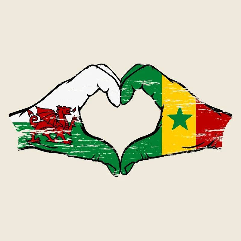 Pays de Galles Drapeau du Sénégal mains forme de coeur utilisé