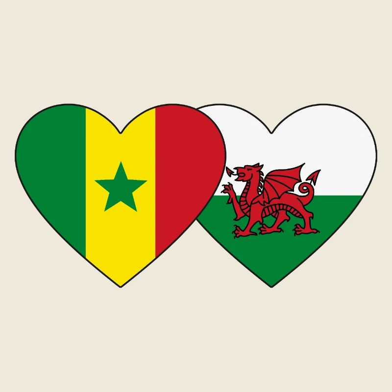 Senegal Wales Flag Hands Heart Shape