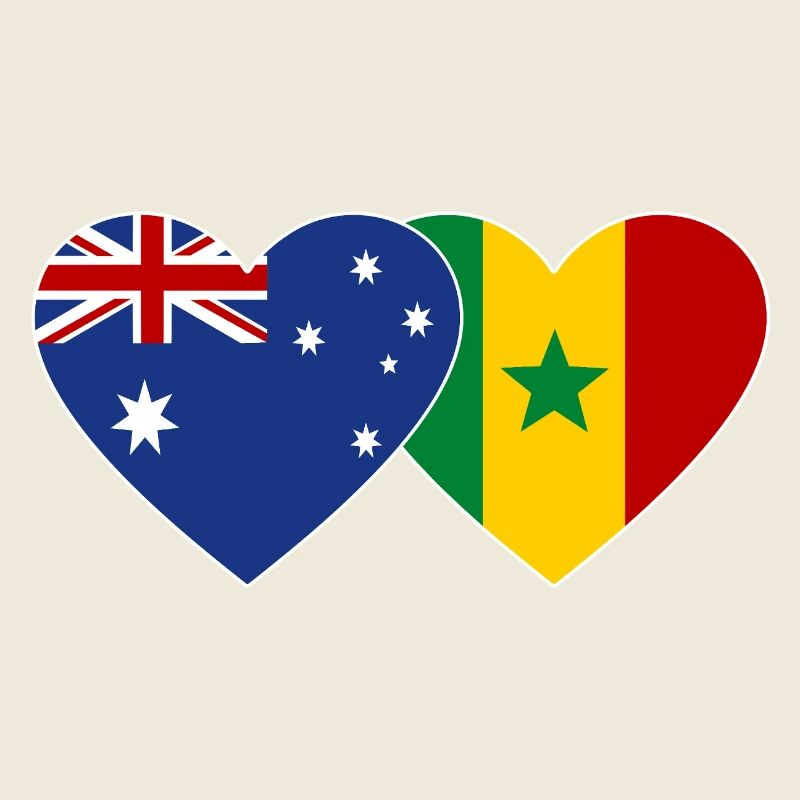 Australia Senegal Flag Heart