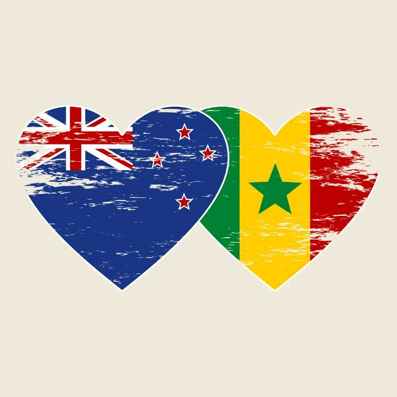 Neuseeland Senegal Flagge Herz