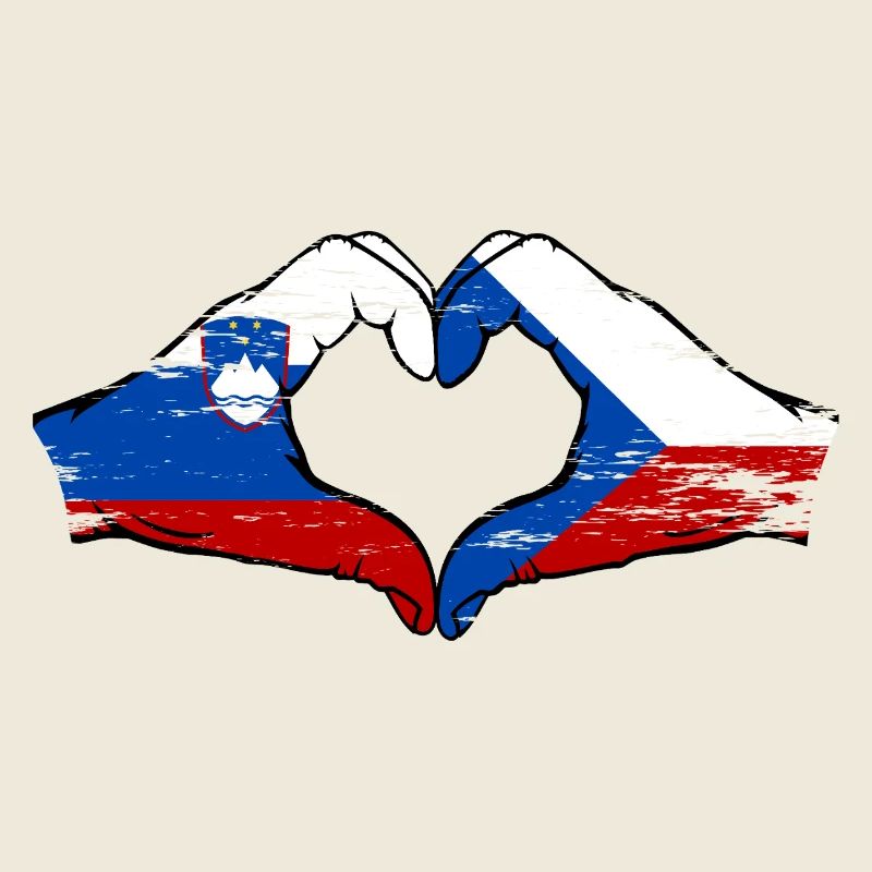 Drapeau de la Slovénie et de la République tchèque utilisés à la main