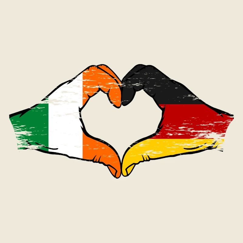 Ireland Germany Flag Hands Heart Shape