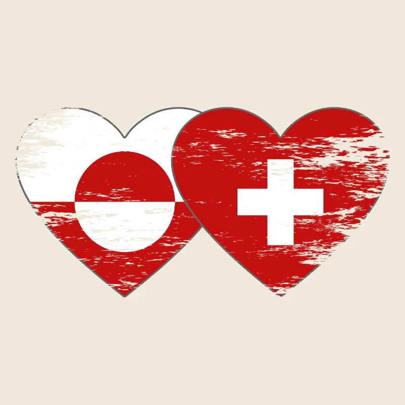 Drapeau du drapeau du Groenland Suisse Forme de cœur utilisée