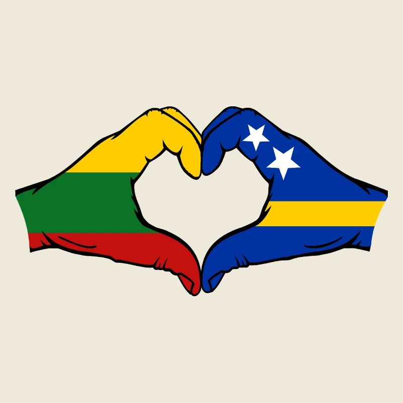 Drapeau de Lituanie Curaçao Mains en forme de cœur