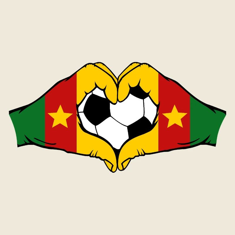 Drapeau du Cameroun, mains, forme de cœur