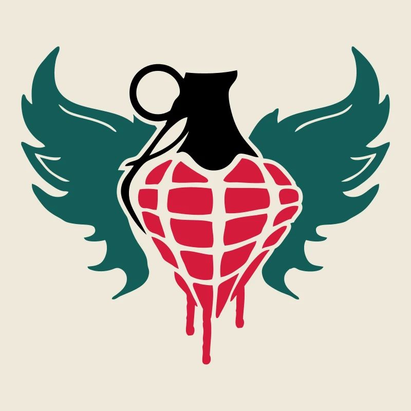 Grenade coeur avec des ailes