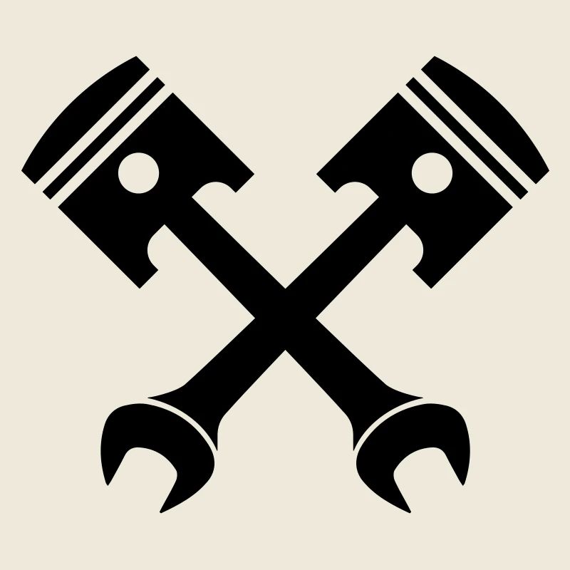 Crossed piston key emblem