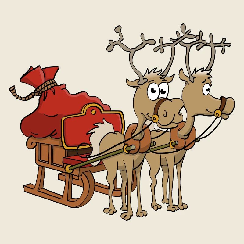 Santa's sleigh with two reindeer.