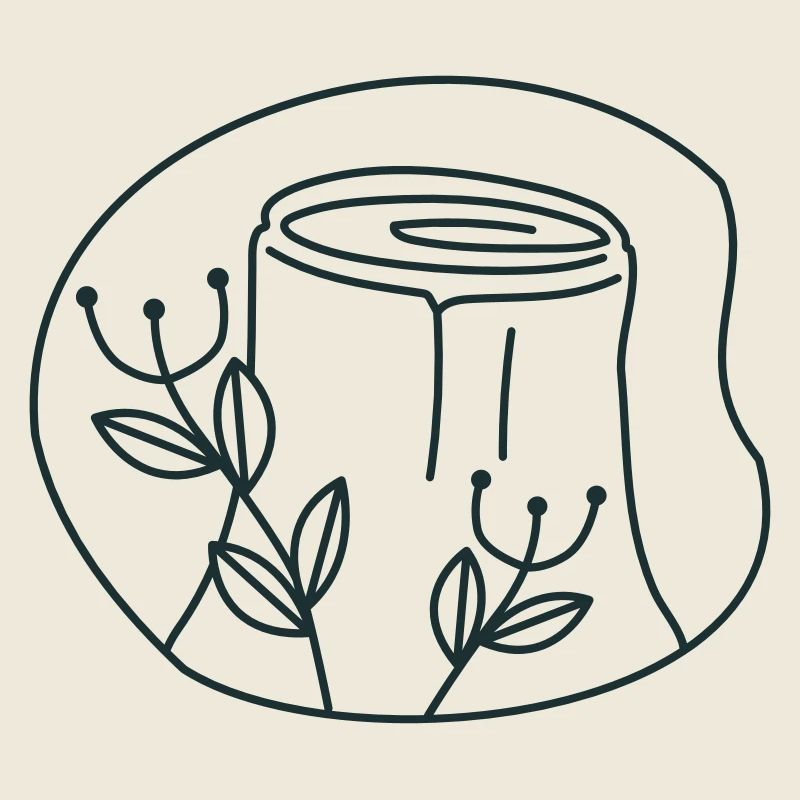 Souche en bois avec des fleurs florales