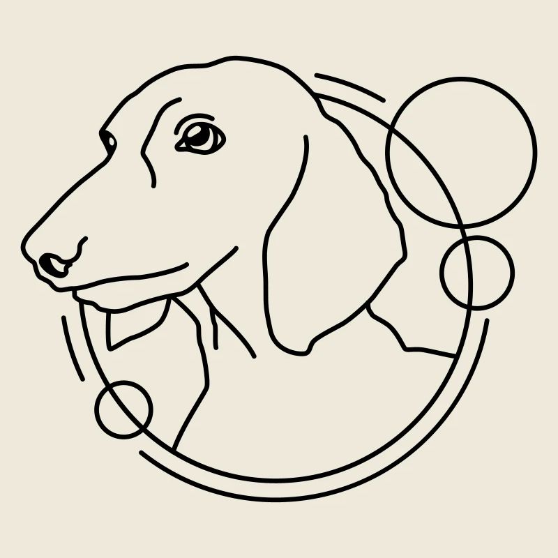 Dackel in geometrischer Form - Line-Art-Design