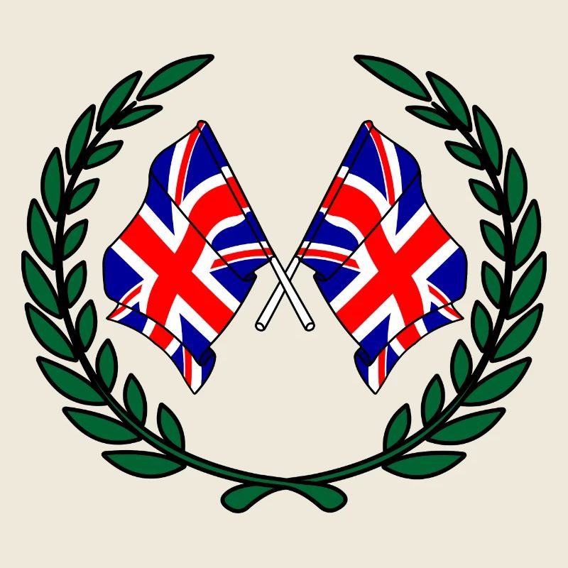 Drapeaux Angleterre en couronne de laurier