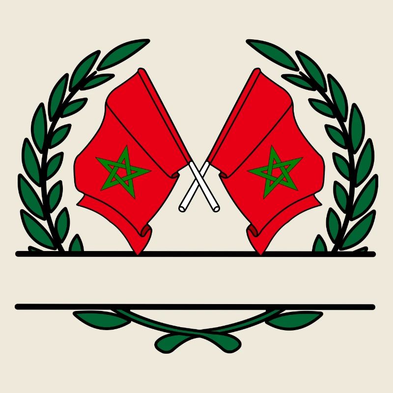 Drapeaux Maroc couronne de laurier bannière
