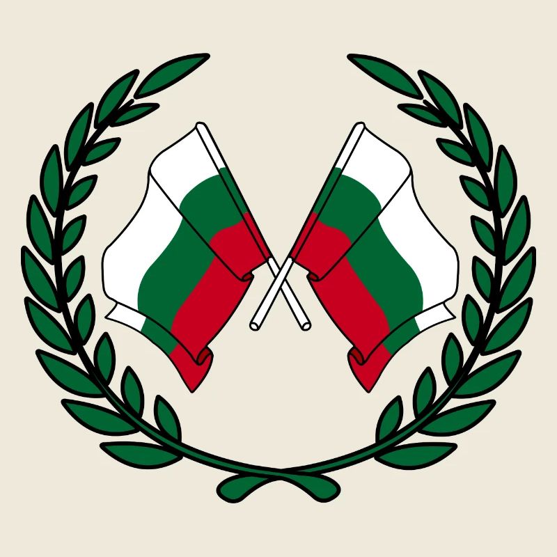 Drapeaux de la Bulgarie en couronne de laurier