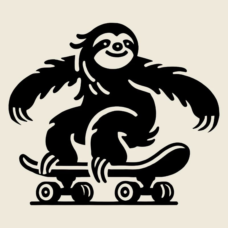 Faultier Skateboard Silhouette minimalistisch