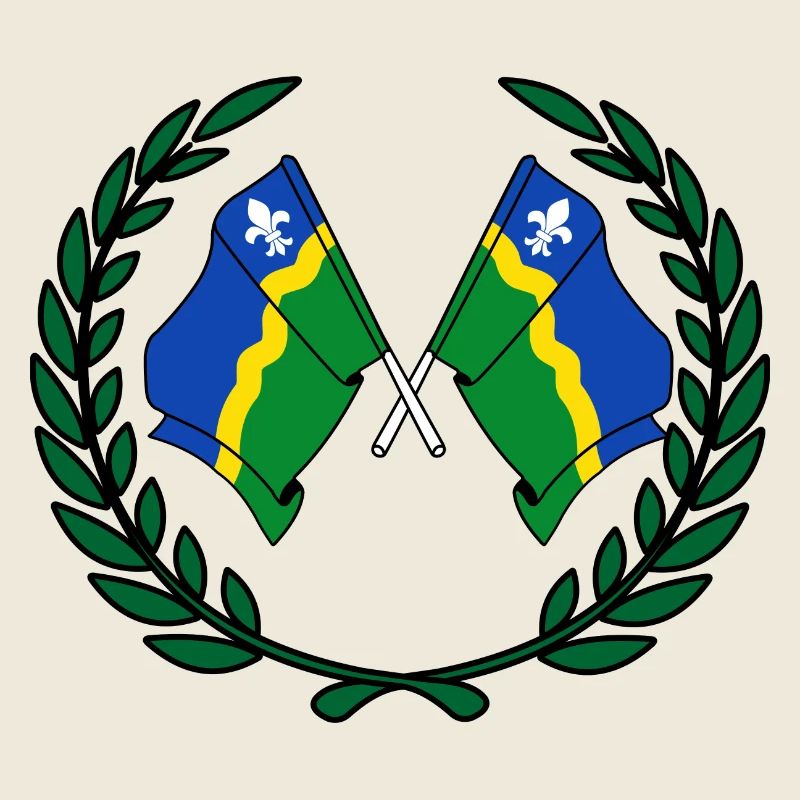 Flaggen der Provinz Flevoland mit Lorbeerkranz