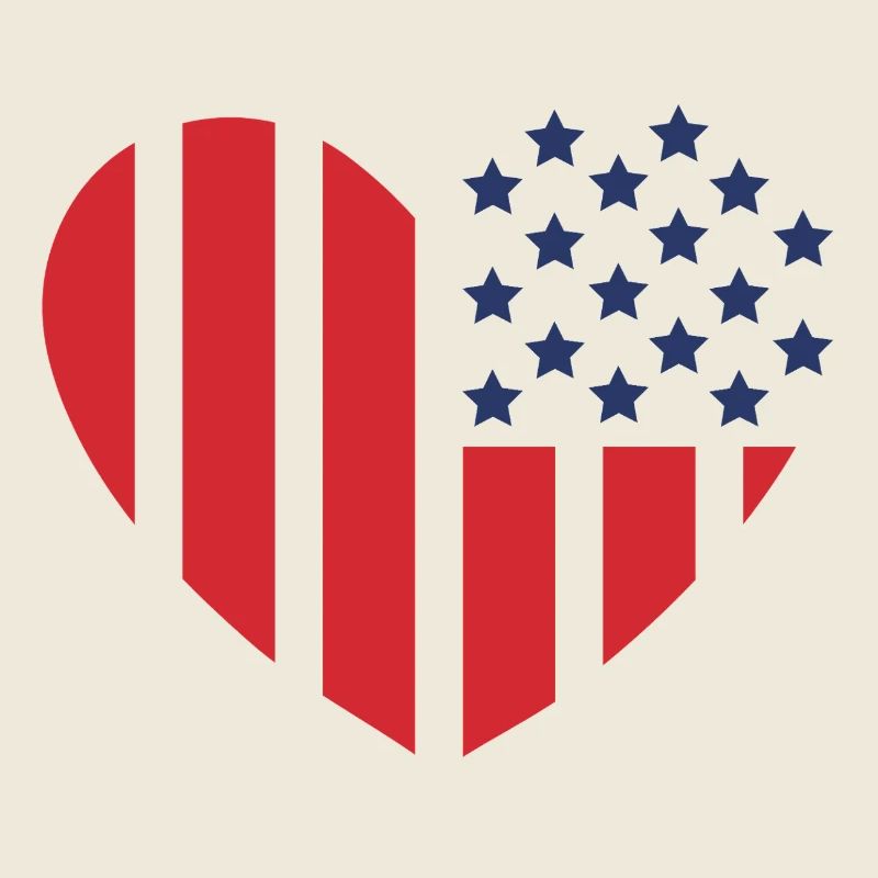 Drapeau des États-Unis en forme de cœur
