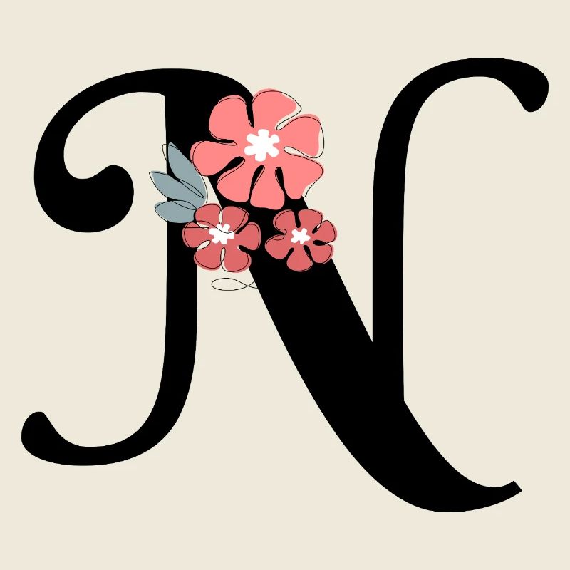 Lettre n fleurs minimalistes