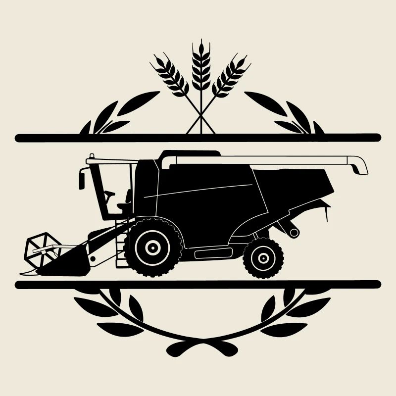 Moissonneuse-batteuse dans le style du logo de la couronne de laurier