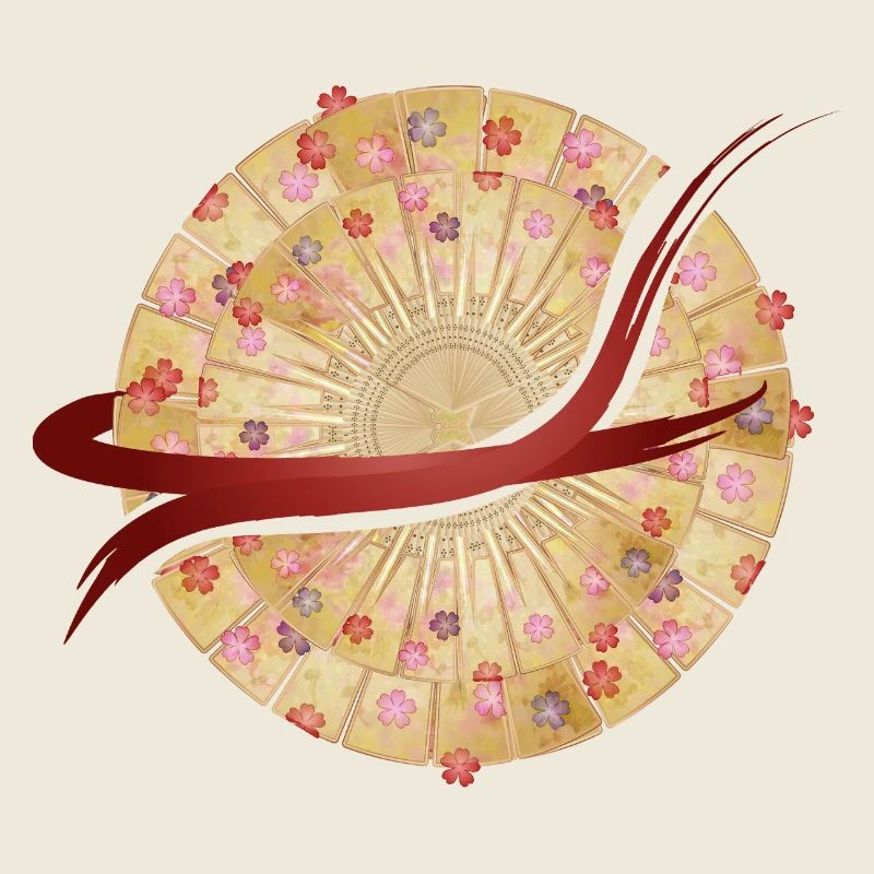 Japanisches Fächer-Mandala mit Pinselstrich