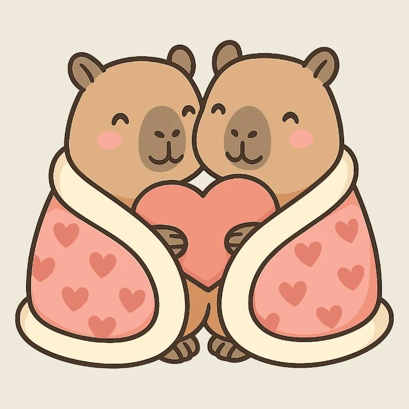 Capybara Paar eingekuschelt – Valentinsmotiv
