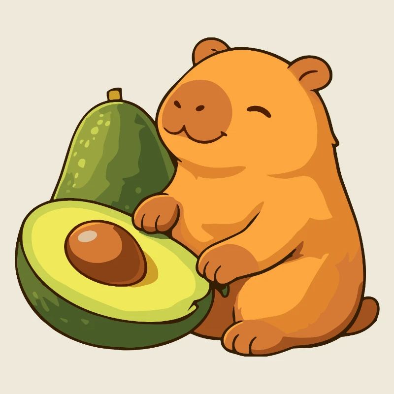 Capybara with avocado