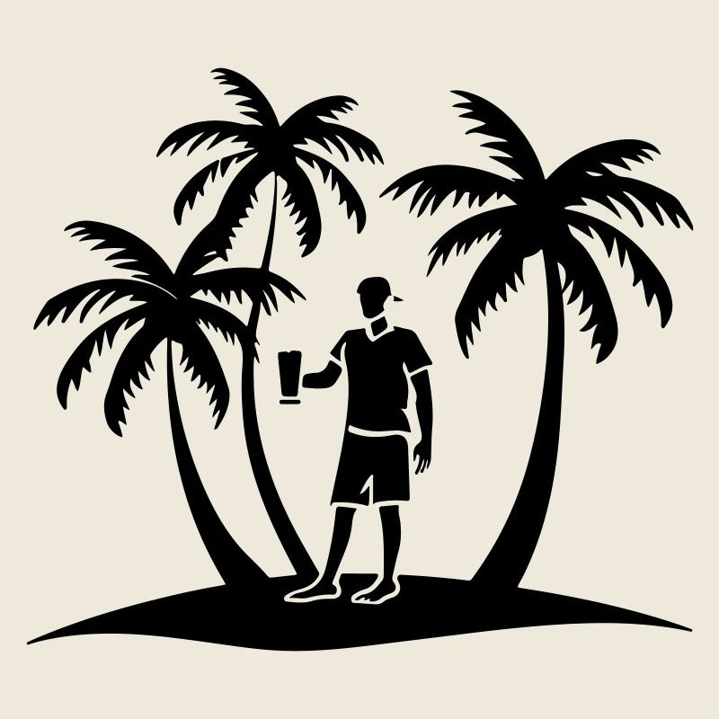 Silhouette de la visite des palmiers de vacances