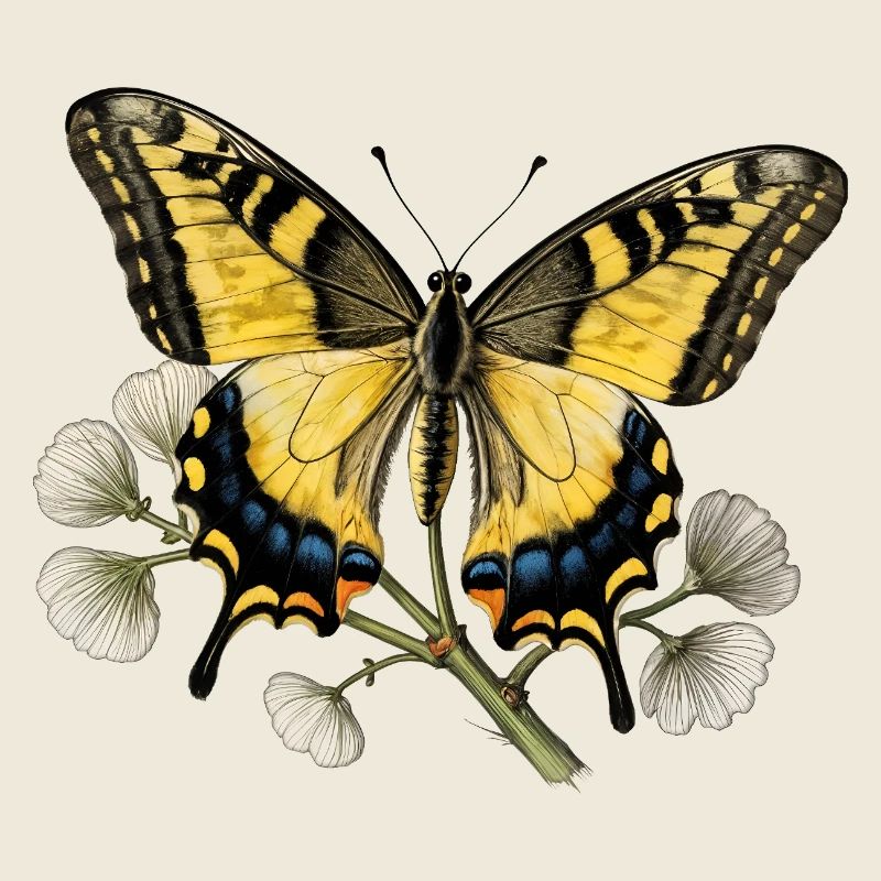 Swallowtail Butterfly - Engraving Drawing