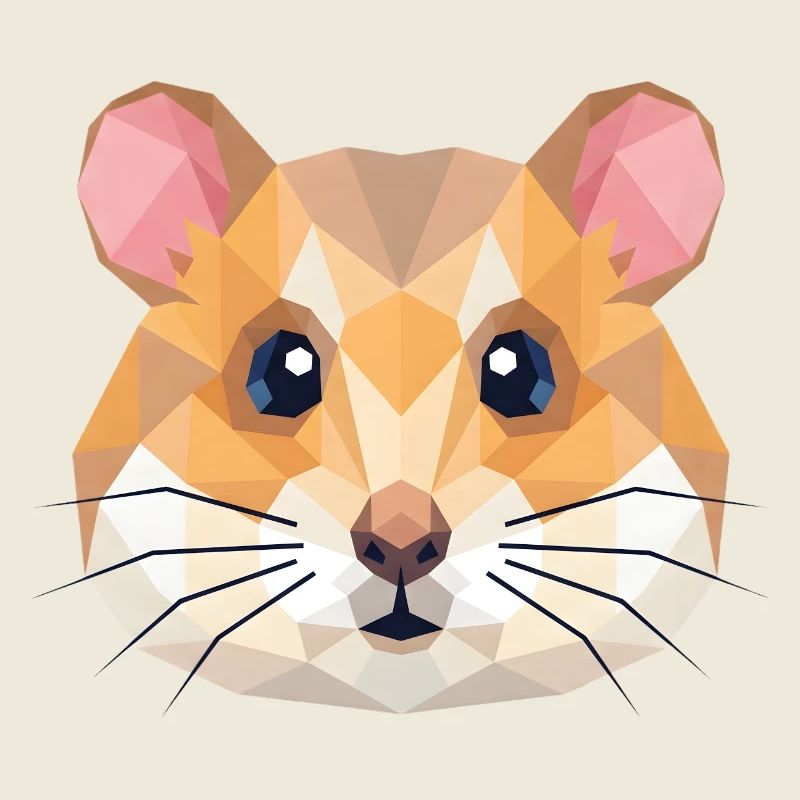 Cute Geometric Hamster Low Poly Art