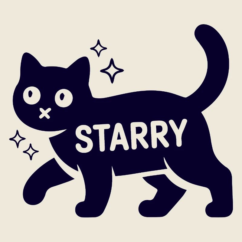 Samtpfote Starry Lustig Monochrom Katze