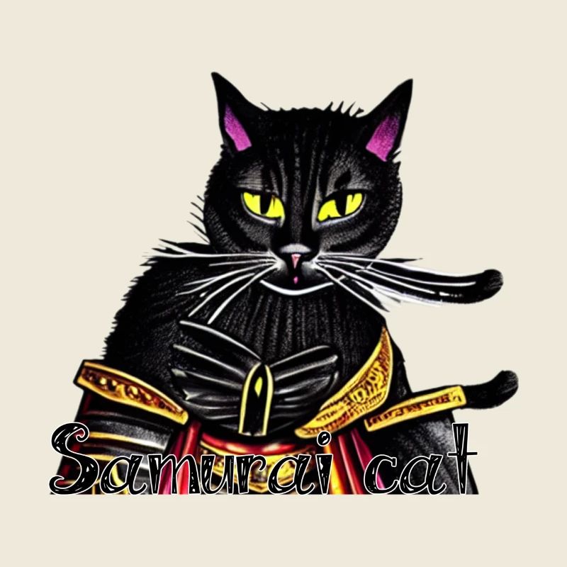 Samurai cat with gold armor