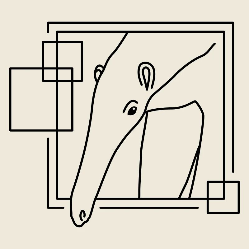 Fourmilier en forme géométrique - Conception d’art au trait