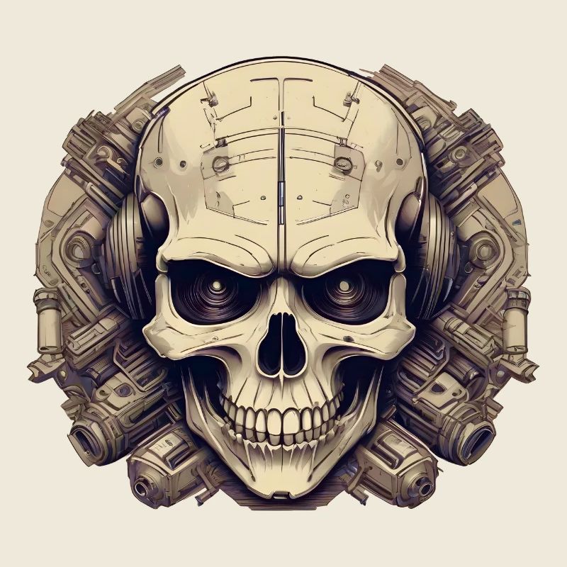 Bionic Schädel - Comic-Stil Logo