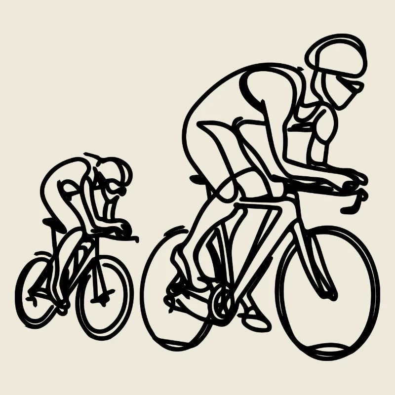 Dessin de cycliste sur route