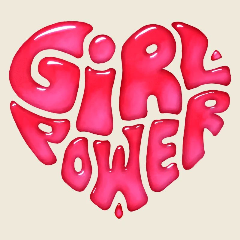 Conception de texte girl power en forme de cœur