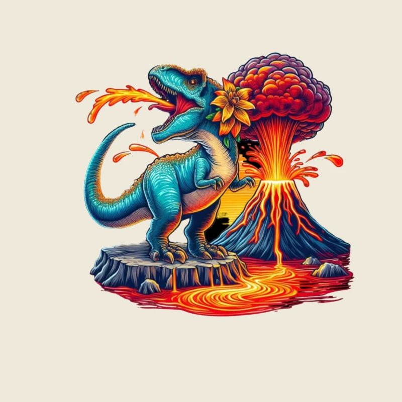 Dino Vulkaneruption mit Blume