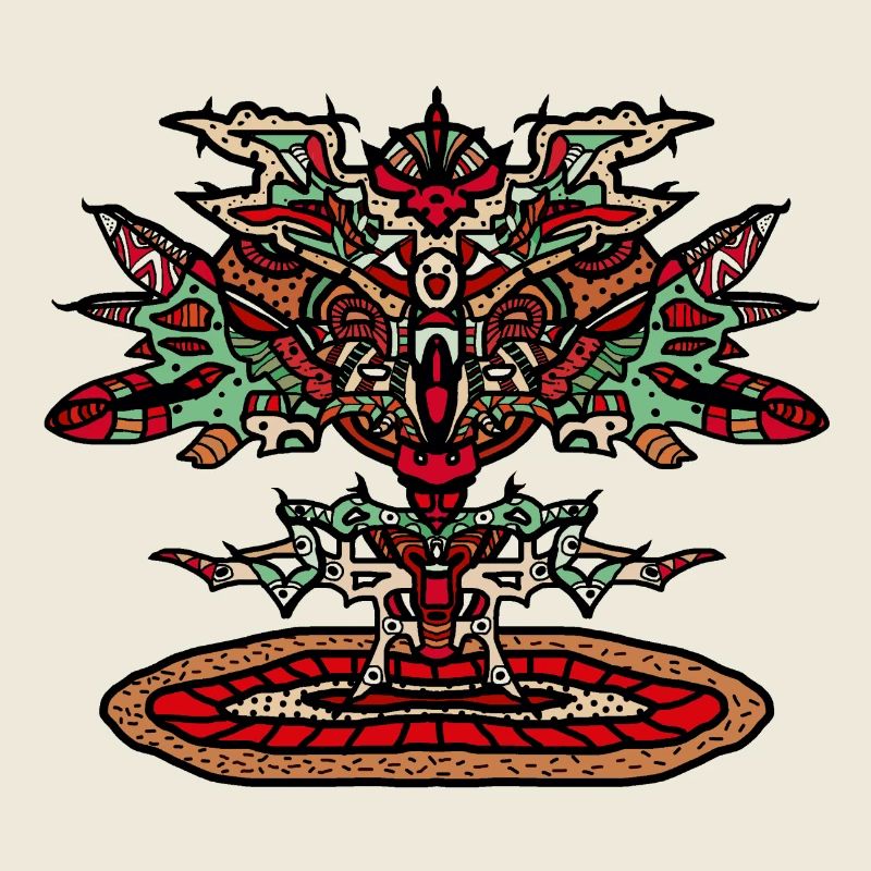 Totem-Drachen Mandala Psychedelisch