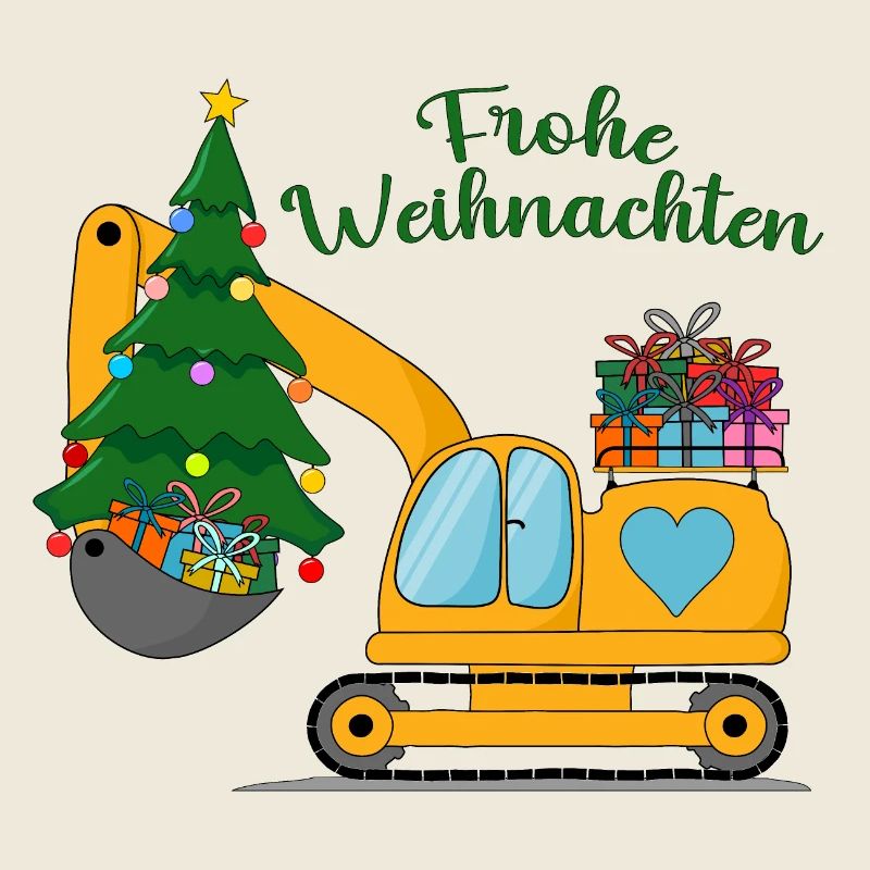 Excavatrice Joyeux Noël Jaune