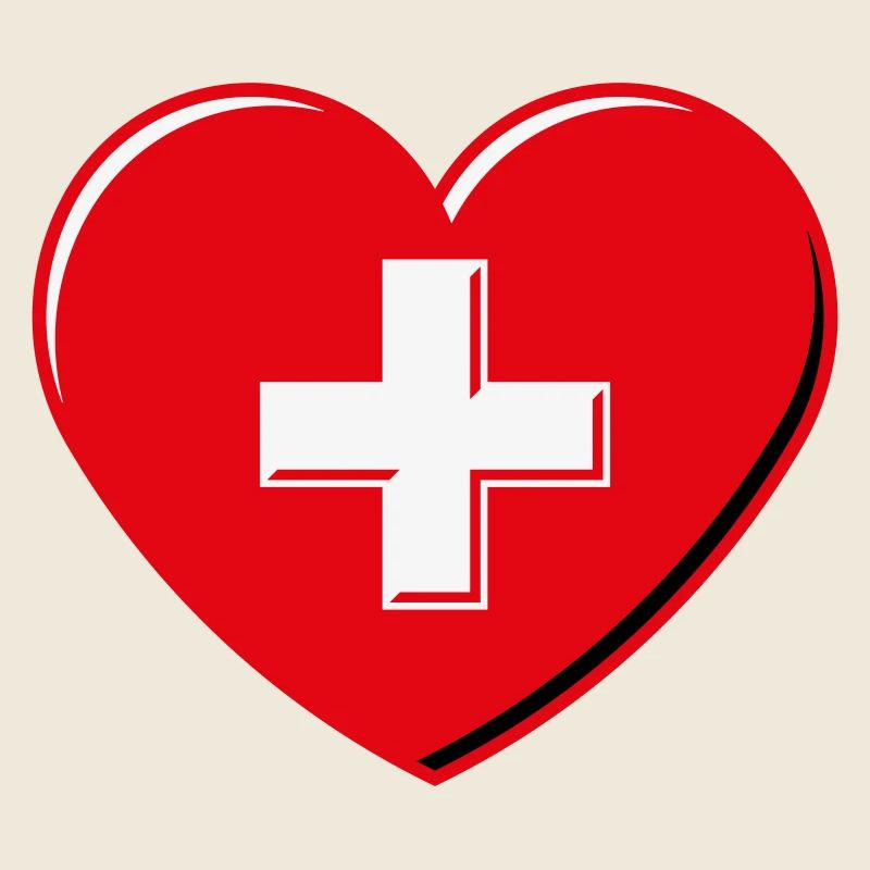 Coeur avec croix suisse (Suisse / 3D / 3C)