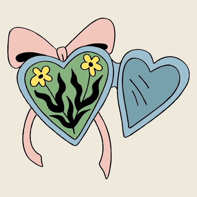Blumenmedaillon mit Herzband