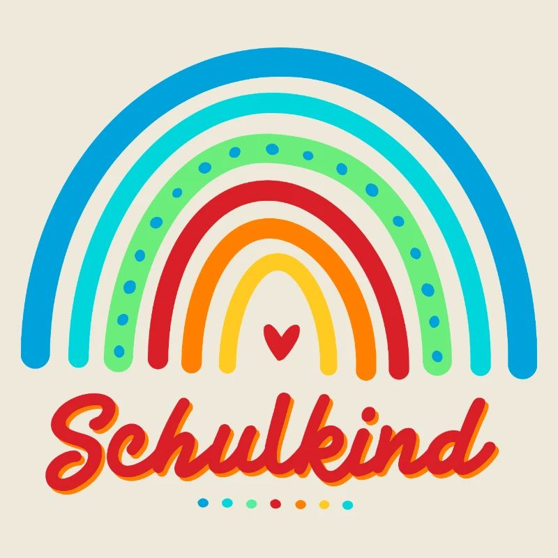 Schulkind bunter Retro Regenbogen Einschulung