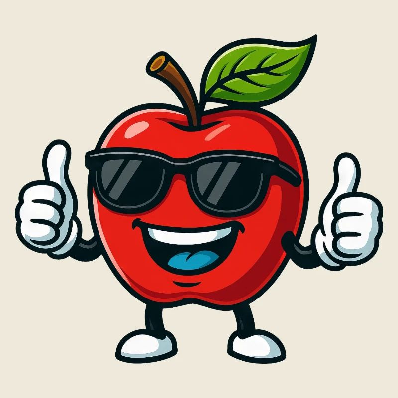 Fruchtiger roter Apfel Sommercool Daumen hoch