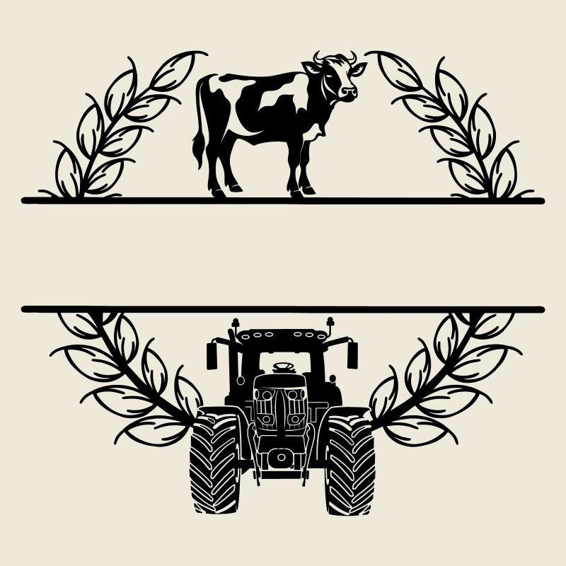 Lorbeerkranz mit Kuh und Traktor – Eigener Text