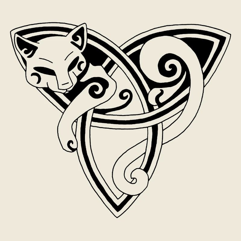 Le chat celte se repose (noir)